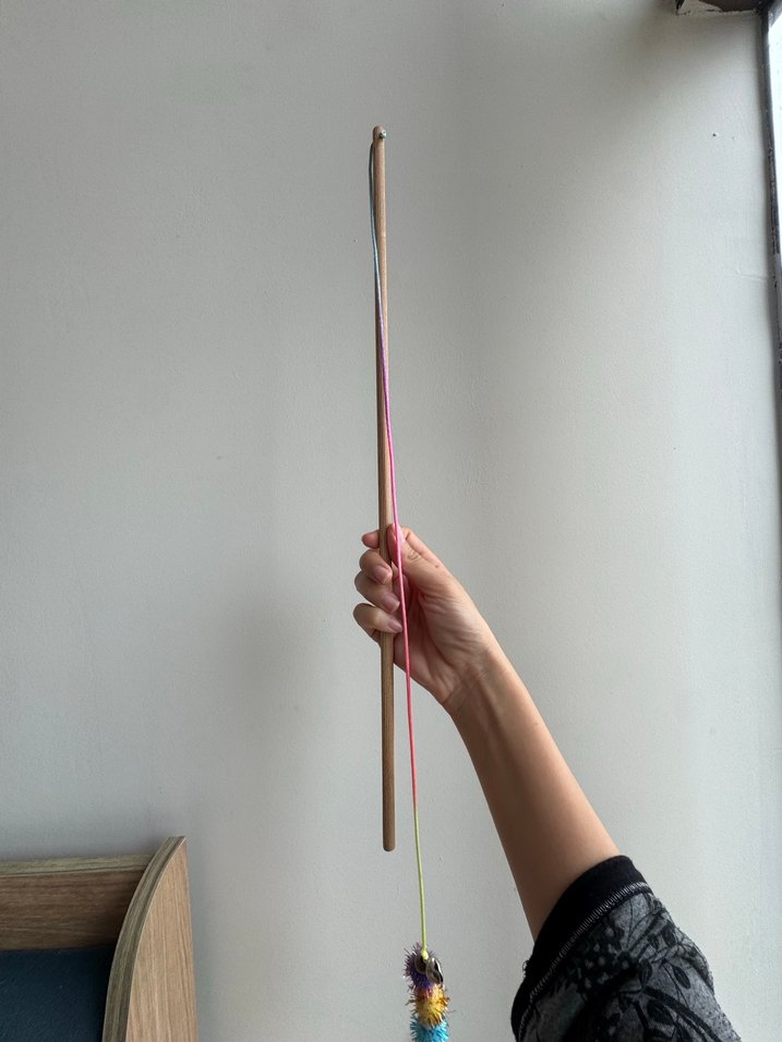 Renkli Tüylü Kedi Oltası Oyuncağı - Görsel 3