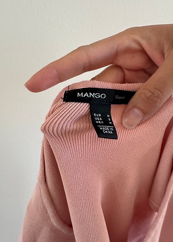 Mango Mango Pembe Kolsuz Bisiklet Yaka Düz Triko