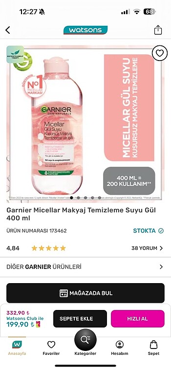 Garnier micellar gül makyaj temizleme