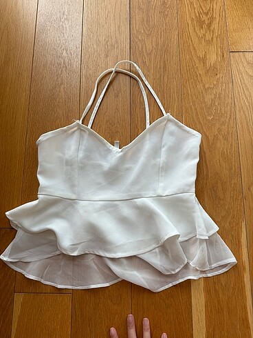 Stradivarius Stradivarius şık askılı crop bluz