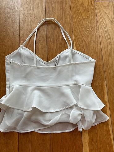 s Beden Stradivarius şık askılı crop bluz