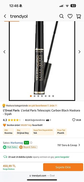 loreal telescopic maskara extra black