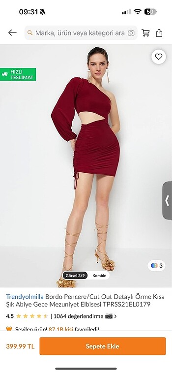 Trendyolmilla şık bordo elbise