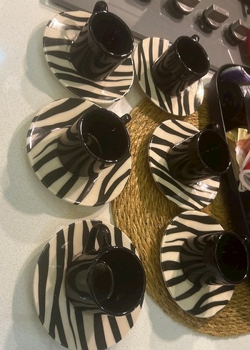 Siyah Zebra Desenli Kahve Fincan Seti - Görsel 2