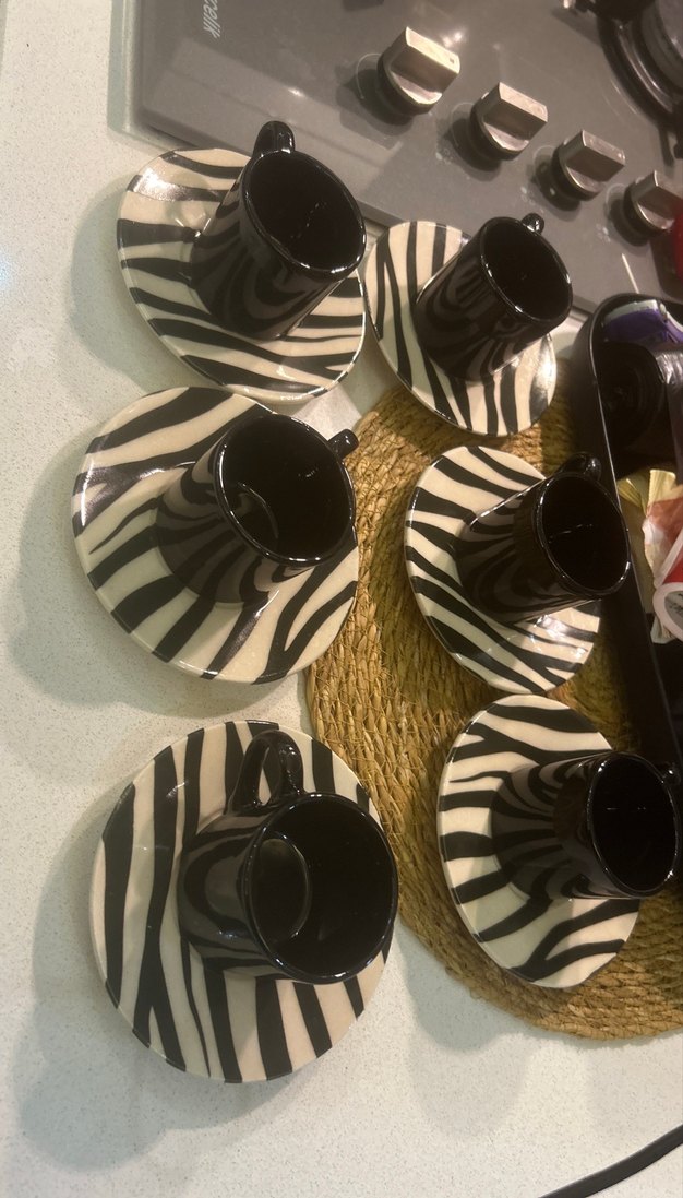 Siyah Zebra Desenli Kahve Fincan Seti - Görsel 2