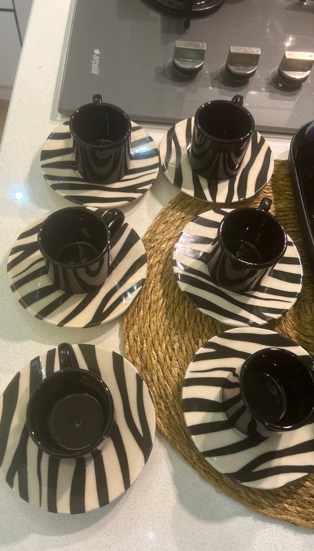 Siyah Zebra Desenli Kahve Fincan Seti - Görsel 3