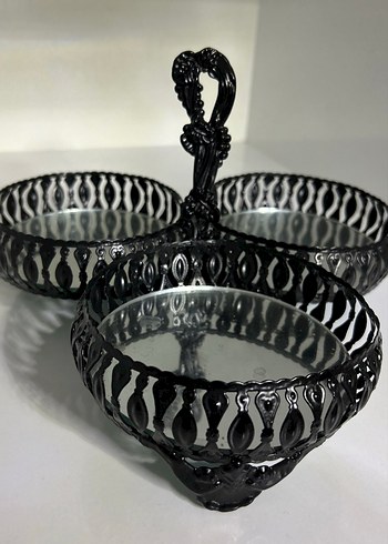 Siyah Metal Üçlü dekoratif tabak - Görsel 2