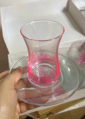 Pembe Desenli 6'lı Çay Bardağı Seti - Görsel 2