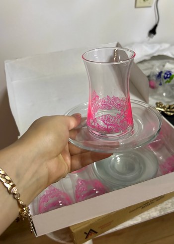 Pembe Desenli 6'lı Çay Bardağı Seti - Görsel 3