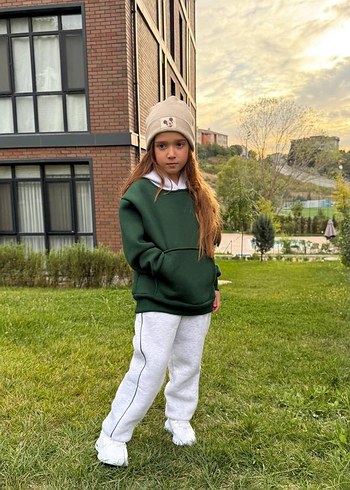 Yeşil Kapüşonlu LA Baskılı takım unisex - Görsel 6