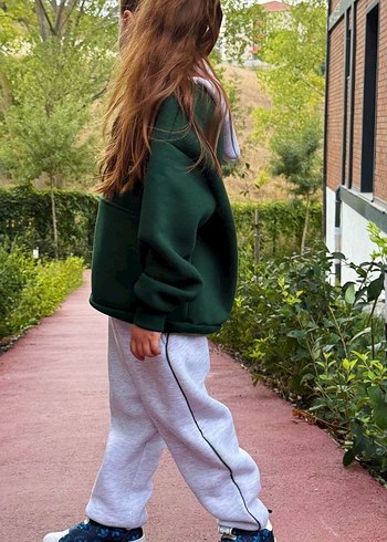 Erkek kız Çocuk Kapüşonlu Sweatshirt ve Gri Eşofman takımı - Görsel 3