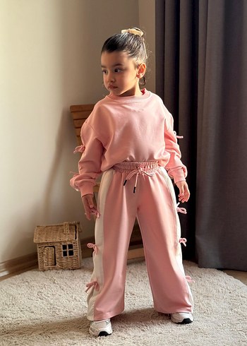 5 Yaş Beden gri Renk Gri Kız Sweatpants ve Üst Takım