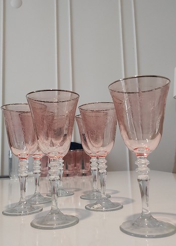 Pembe İnce Cam 6'lı Kadeh Seti