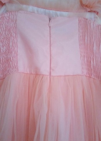 Derin Pembe Fırfırlı Kız Çocuk Straplez Elbise