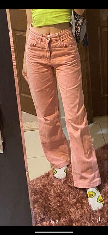 Kadın pembe wide leg pantolon