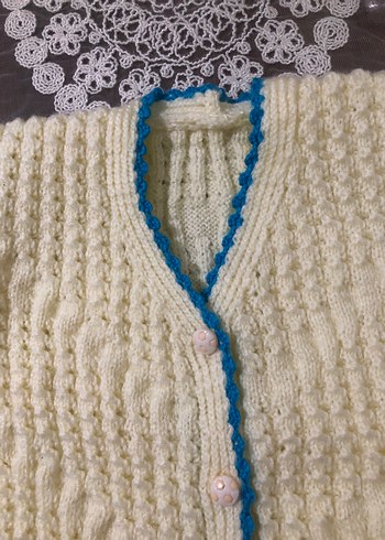 Bebek Örgü V Yaka Yelek - Görsel 6