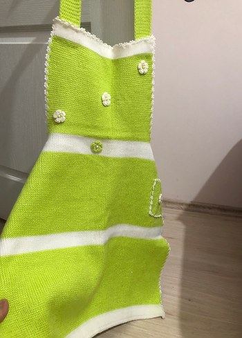 Nakışlı Yeşil El Örgüsü Mutfak Önlüğü - Görsel 2