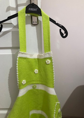 Nakışlı Yeşil El Örgüsü Mutfak Önlüğü - Görsel 6