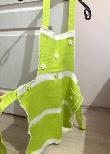 Nakışlı Yeşil El Örgüsü Mutfak Önlüğü - Görsel 7