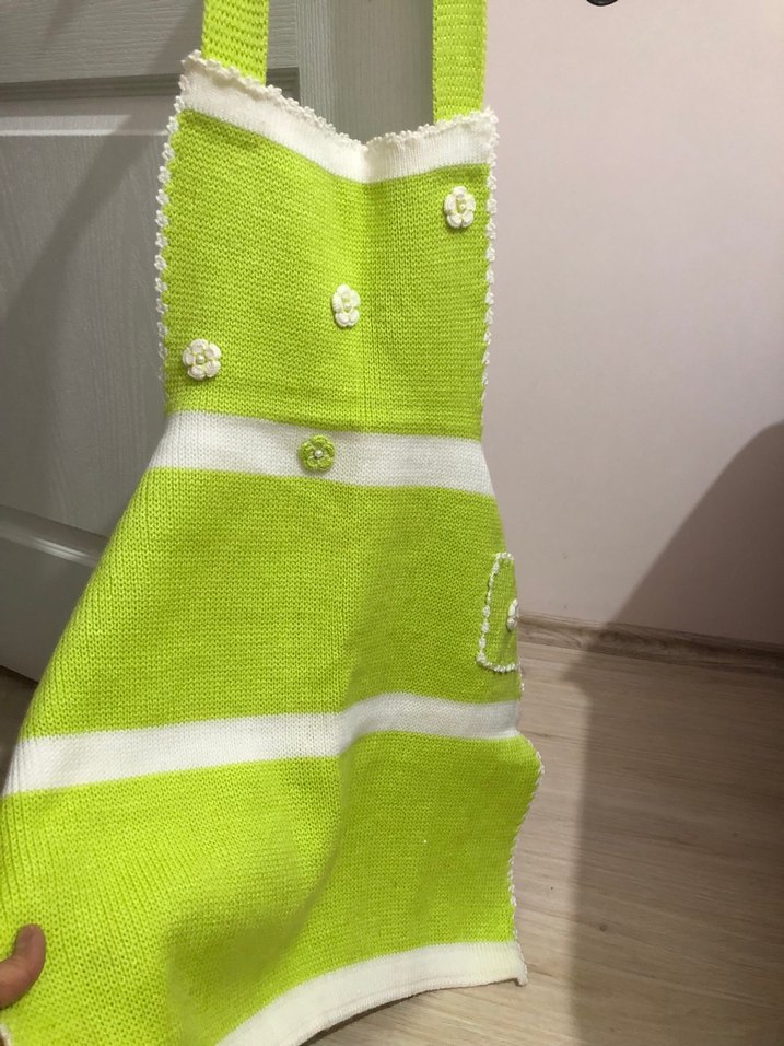 Nakışlı Yeşil El Örgüsü Mutfak Önlüğü - Görsel 2