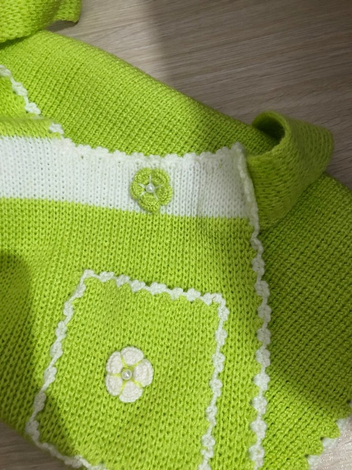 Nakışlı Yeşil El Örgüsü Mutfak Önlüğü - Görsel 4