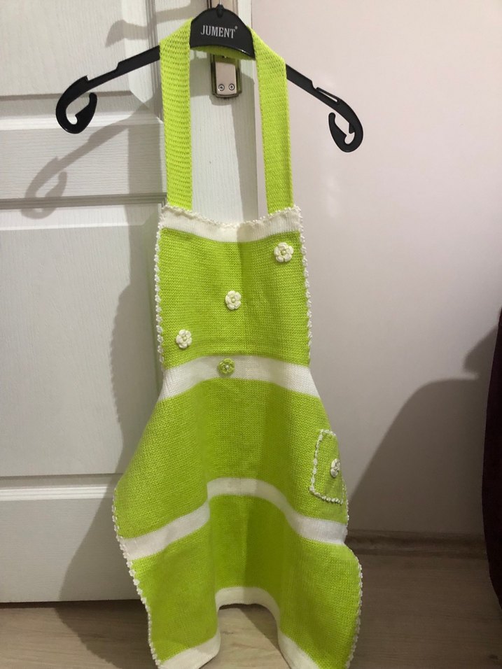 Nakışlı Yeşil El Örgüsü Mutfak Önlüğü - Görsel 5