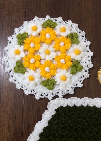 Çiçek Motifli El Örgüsü Lif Seti - Görsel 3