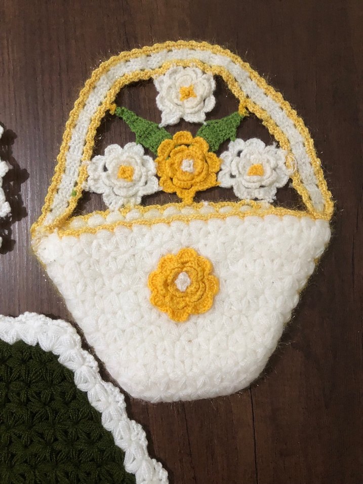 Çiçek Motifli El Örgüsü Lif Seti - Görsel 2