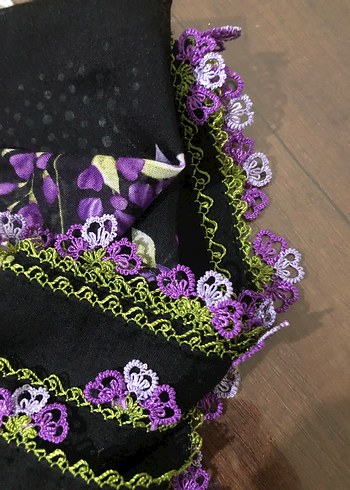 Mor İğne Oyası Detaylı Kadın Yazma - Görsel 6