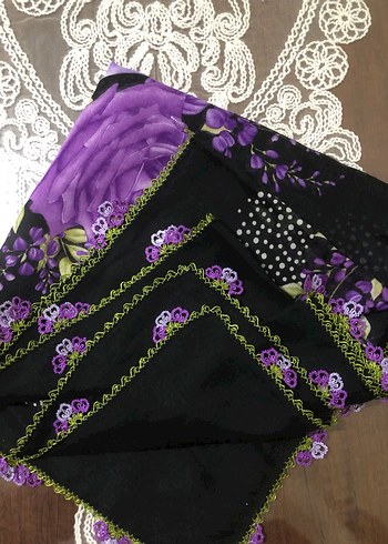 Mor İğne Oyası Detaylı Kadın Yazma - Görsel 4