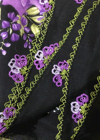 Mor İğne Oyası Detaylı Kadın Yazma - Görsel 7