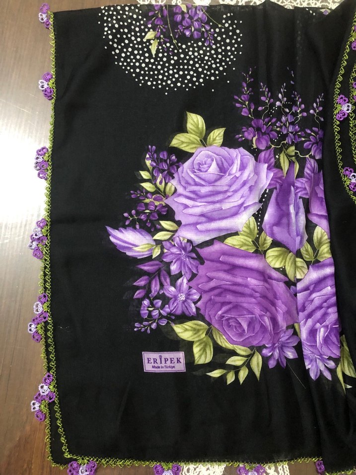 Mor İğne Oyası Detaylı Kadın Yazma - Görsel 5