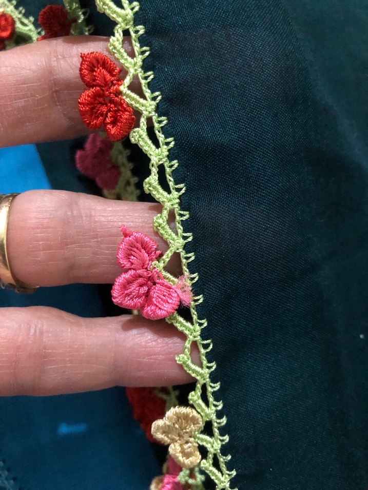 Dantel Detaylı Çok Renkli Kadın Yazmalar - Görsel 2