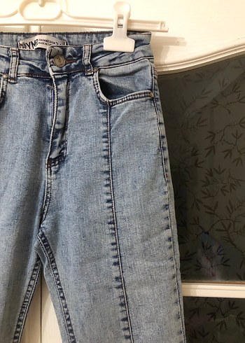 s Beden Kadın Gri Mavi Midi Kot Pantolon