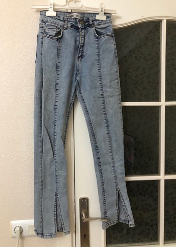 Kadın Gri Mavi Midi Kot Pantolon