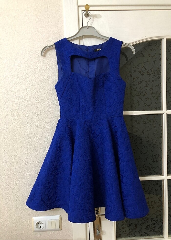 SAKS MAVİSİ ABİYE KISA ELBİSE - Görsel 2