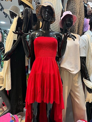 Askılı yarım crop elbise kısa