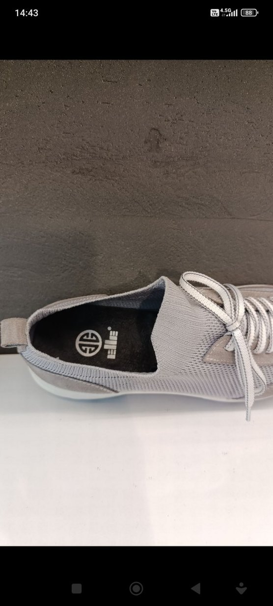 Gri Süet  Triko Bağcıklı Erkek Spor Ayakkabı 41 numara - Görsel 5