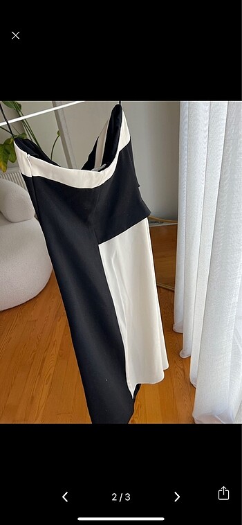 Zara iki renkli straplez elbise
