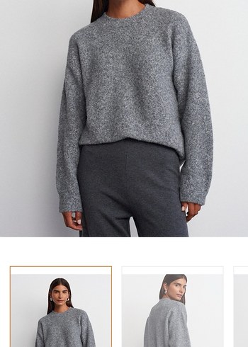 Gri Kadın Triko Kazak - Görsel 5