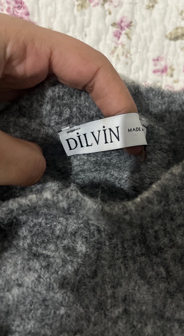 Gri Kadın Triko Kazak - Görsel 2