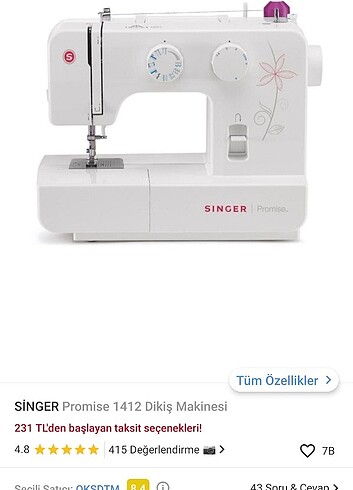 Singer 1412 dikiş makinası 