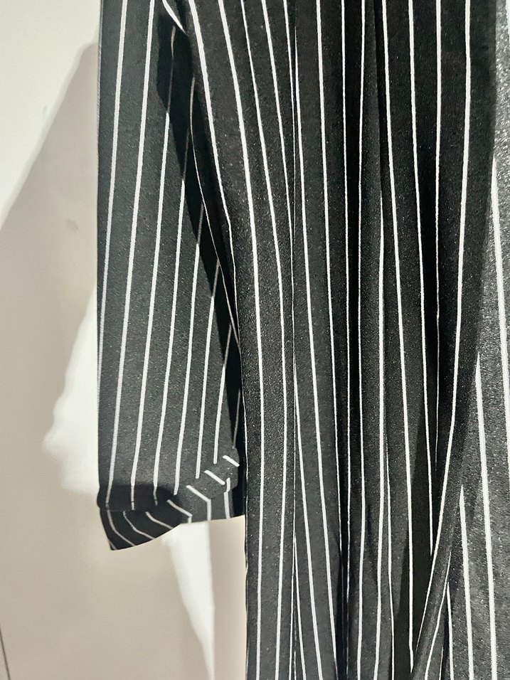 Kadın Siyah Çizgili Midi Blazer - Görsel 5