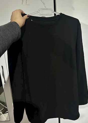 Siyah Kadın Oversize Sweatshirt - Görsel 2