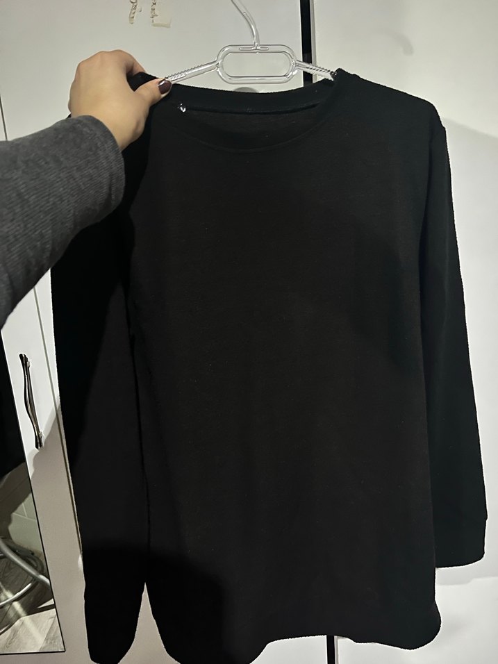 Siyah Kadın Oversize Sweatshirt - Görsel 2