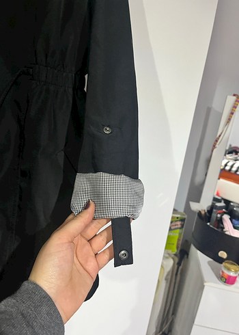 Düğmeli Siyah Midi Kadın Ceket - Görsel 6