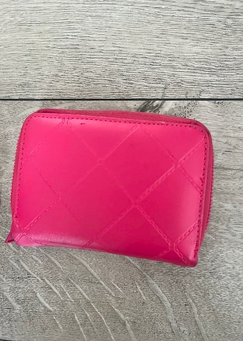 Pembe Deri Fermuarlı Kadın Cüzdan