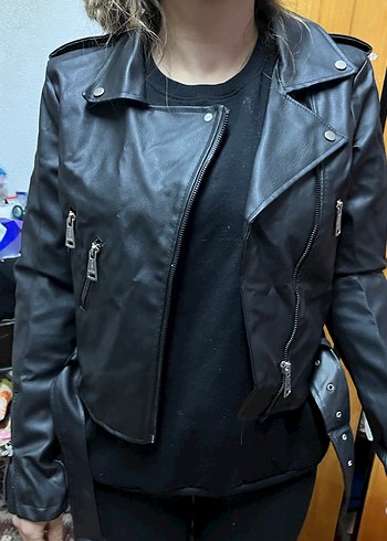 Siyah Deri ceket - Görsel 5