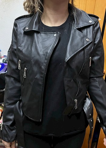 Siyah Deri ceket - Görsel 7