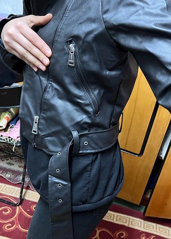 Siyah Deri ceket - Görsel 4